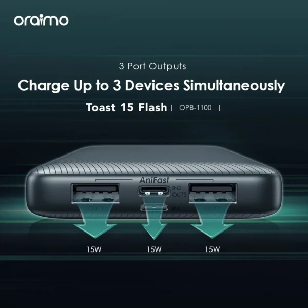 Oraimo Toast 15 Flash 10000mAh Fast Charging Power Bank – OPB-1100