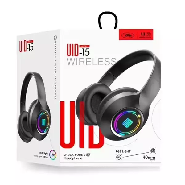 UID-15 Wireless Headphones – Noise Reduction, Stereo Sound, RGB Display