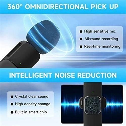 Mini Wireless Tie Microphone – Lavalier Clip-on Mic for iPhone & Android
