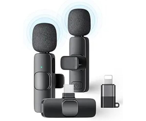 Mini Wireless Tie Microphone – Lavalier Clip-on Mic for iPhone & Android